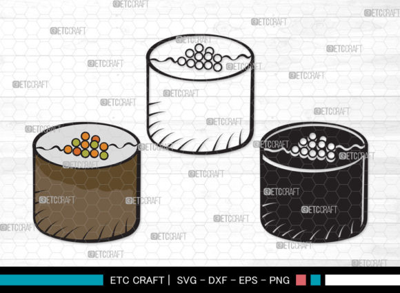 Sushi SVG Cut File Nigiri Soy Sauce for Crafts & Graphics